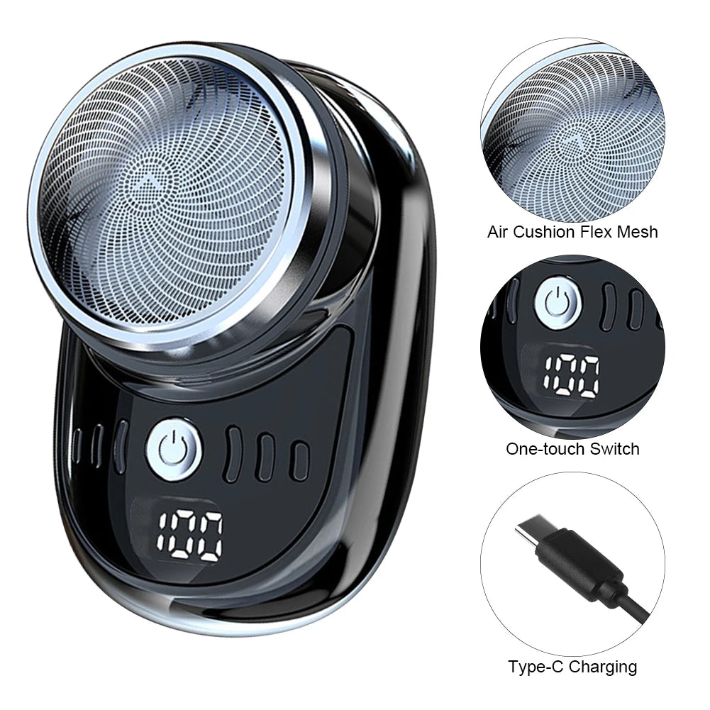 Mini electric shaver with USB charging.